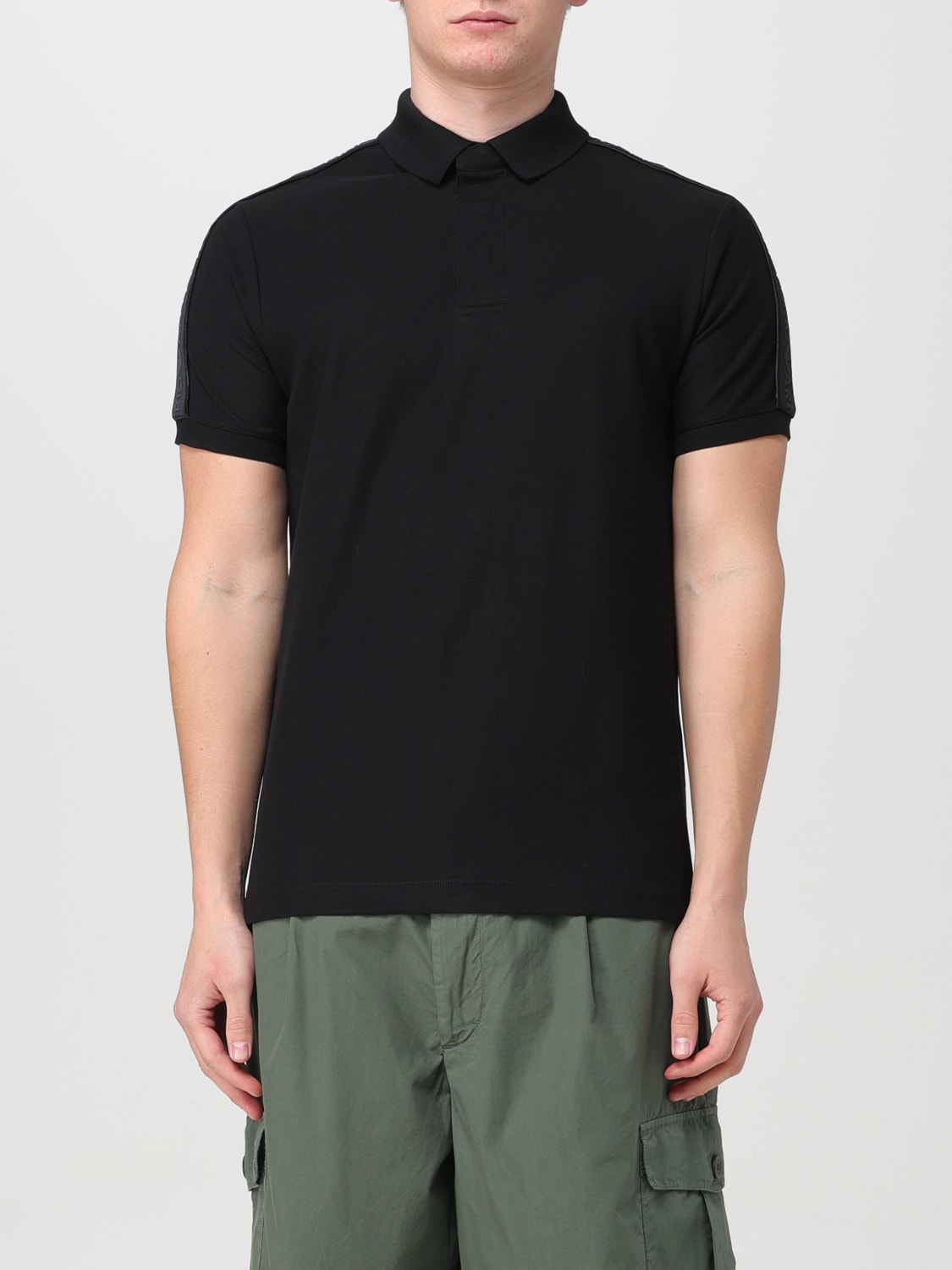 Black armani polo shirt clearance