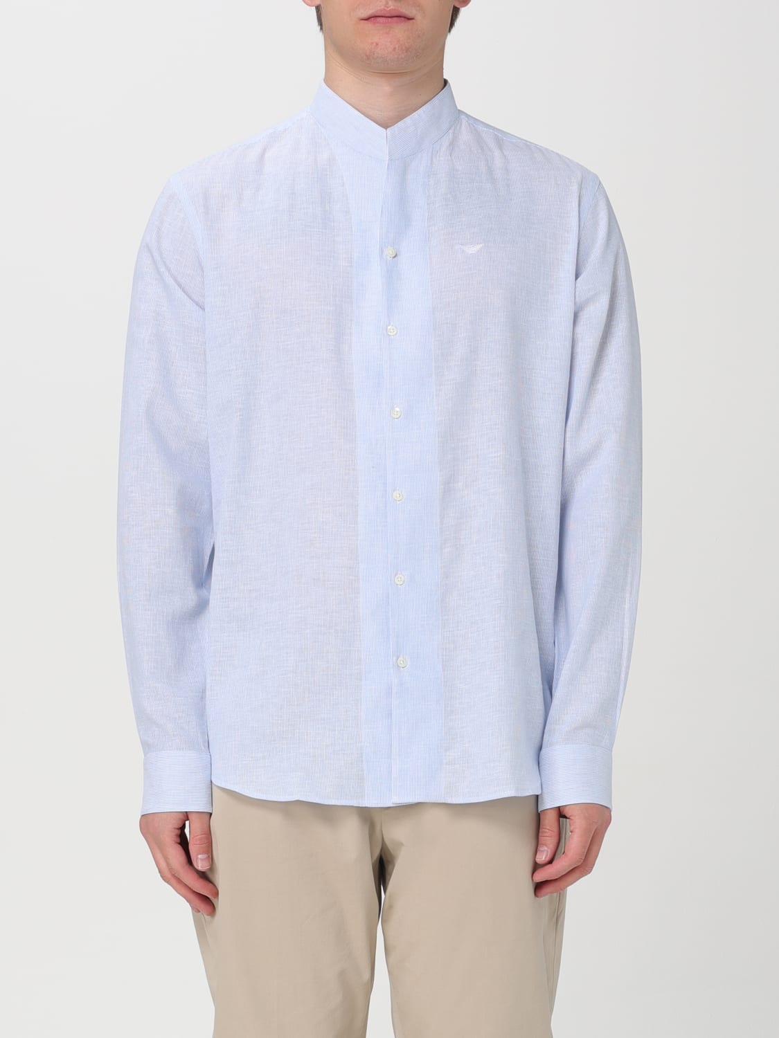 Giglio Camicia Emporio Armani in misto cotone con logo ricamato