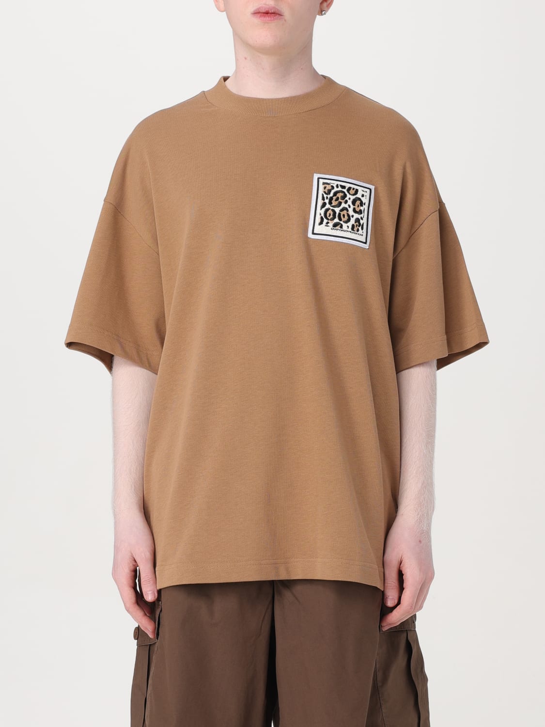 Giglio T-shirt Emporio Armani in cotone con patch animalier