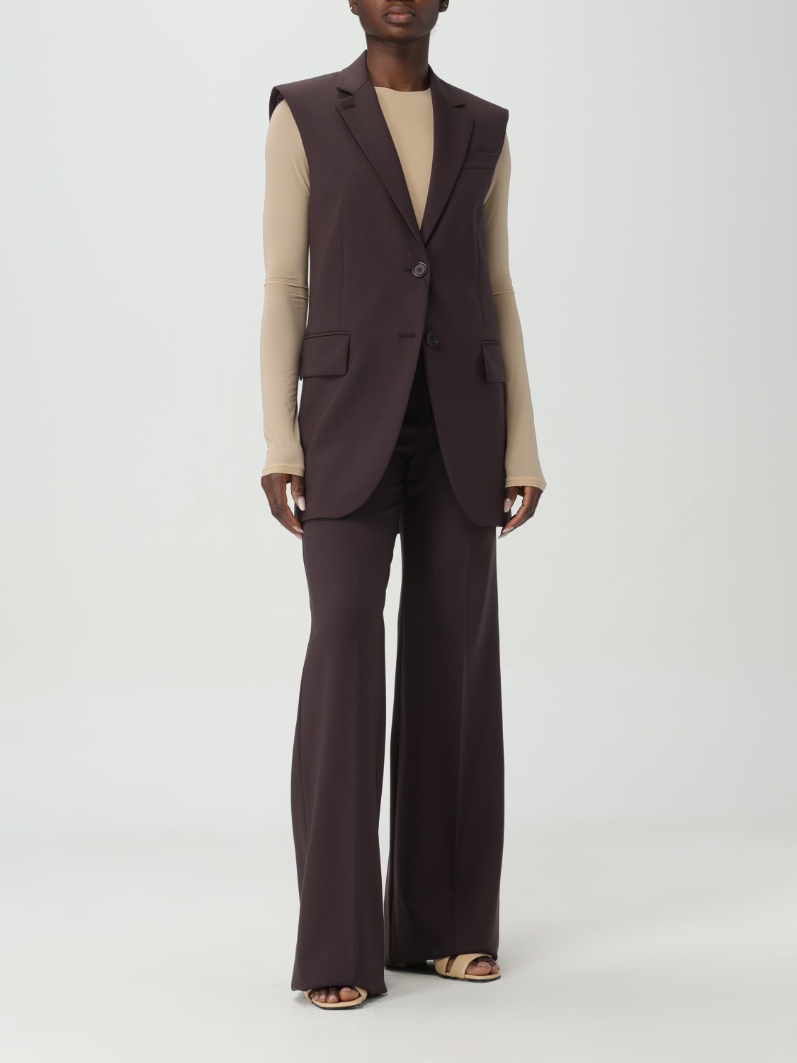 パンツ SPORTMAX Woman Pants Beige 2412131011600 013 Elegant Women's Palazzo, Skinny, Wide and Cargo Trousers