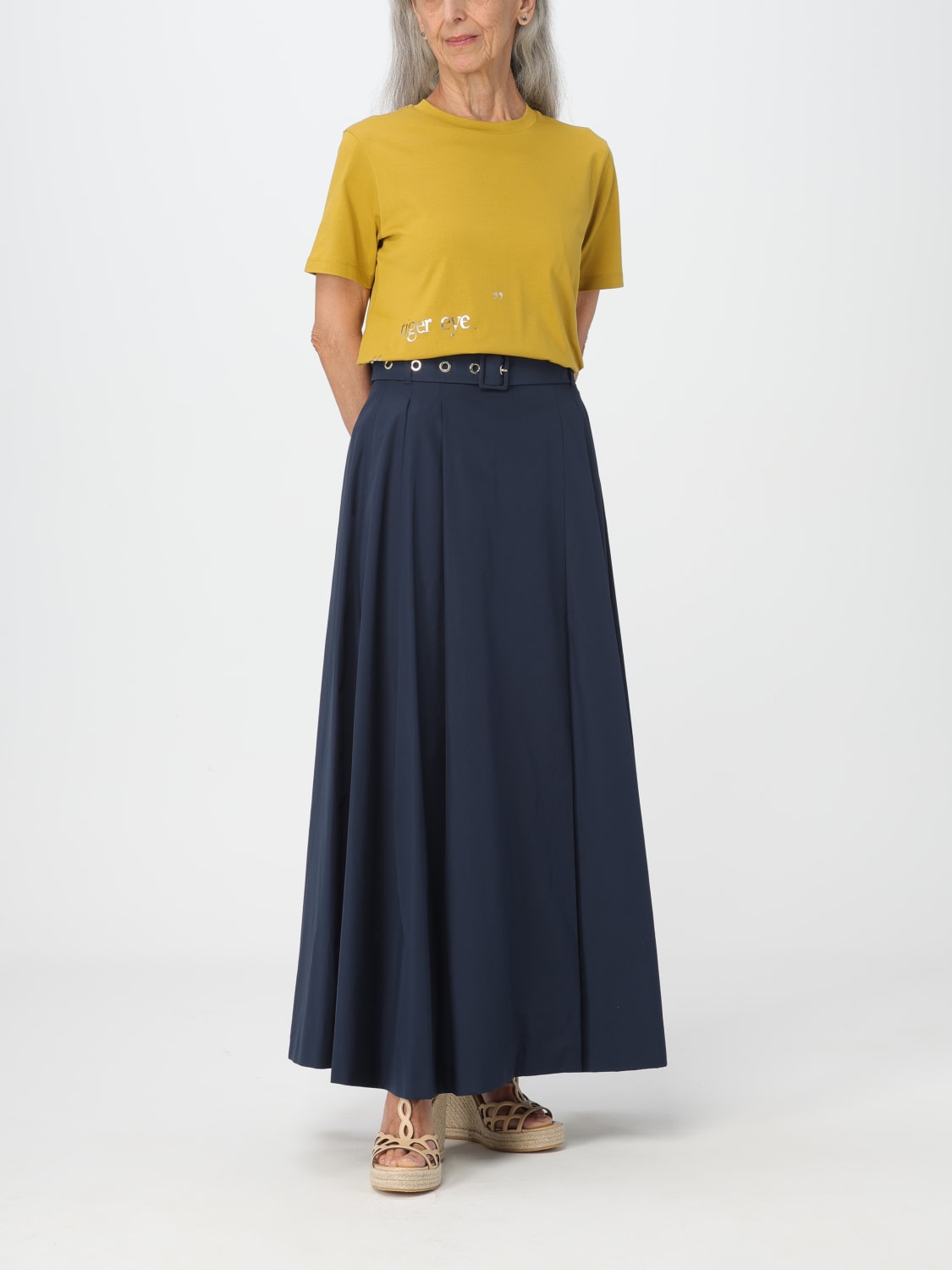 'S MAX MARA T-SHIRT: T-shirt 'S Max Mara in cotone con scritta a contrasto , Giallo - Img 2