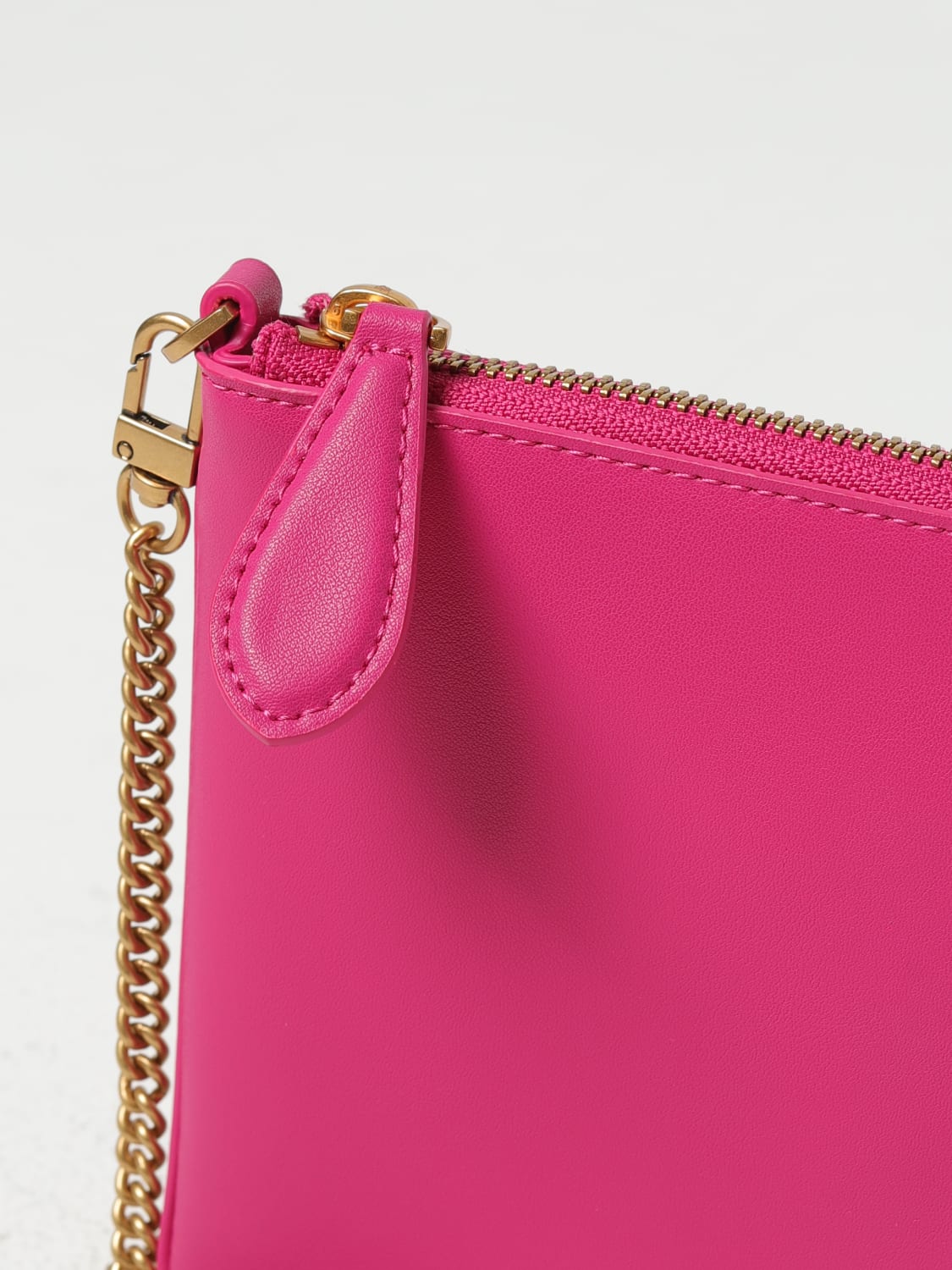 PINKO CLUTCH: Pochette Pinko in pelle con logo, Fuxia - Img 3