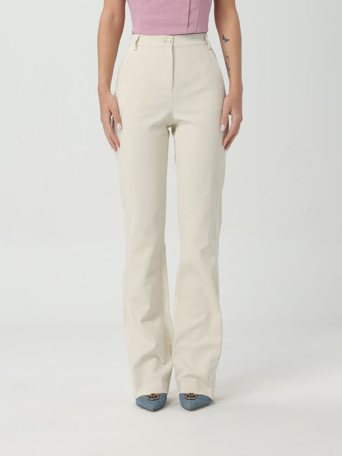 パンツ PINKO Woman Pants Yellow Cream 1003317624 O62 PINKO | Yellow Women's Casual Trouser | YOOX