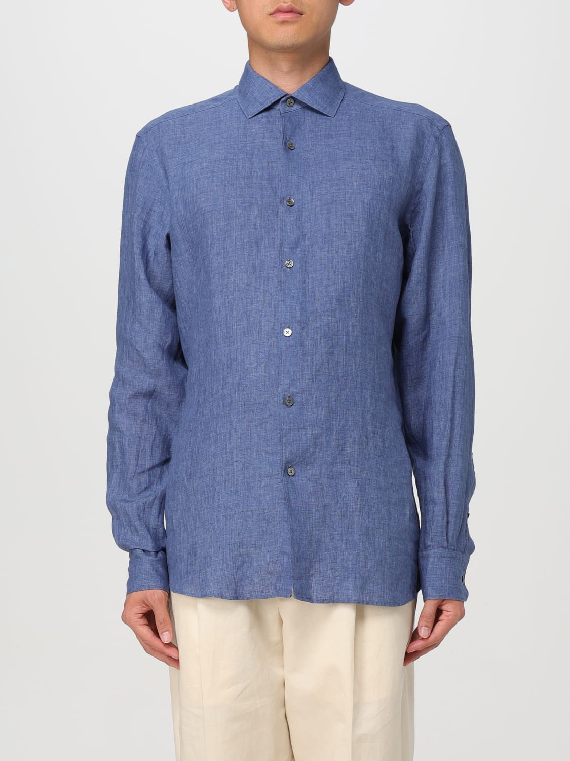 ZEGNA SHIRT: Shirt men Zegna, Gnawed Blue - Img 1