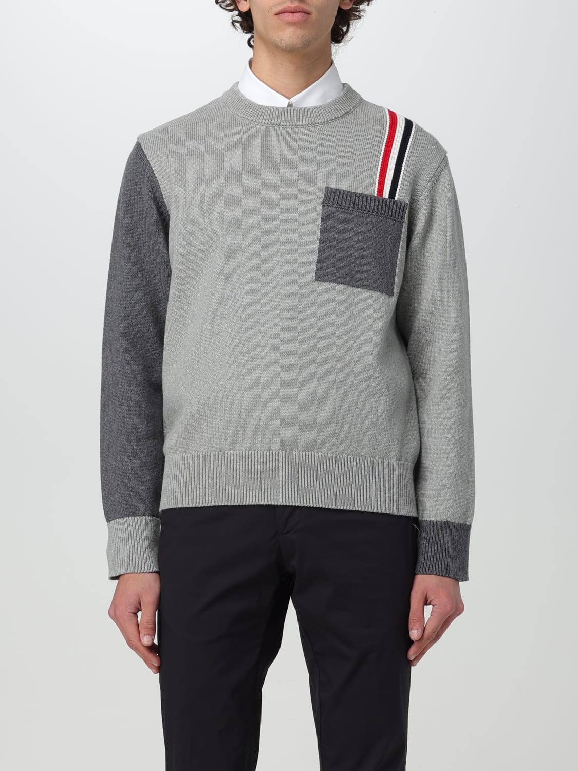 THOM BROWNE: Sweater men - Grey | Thom Browne sweater MKA502FY3017 ...