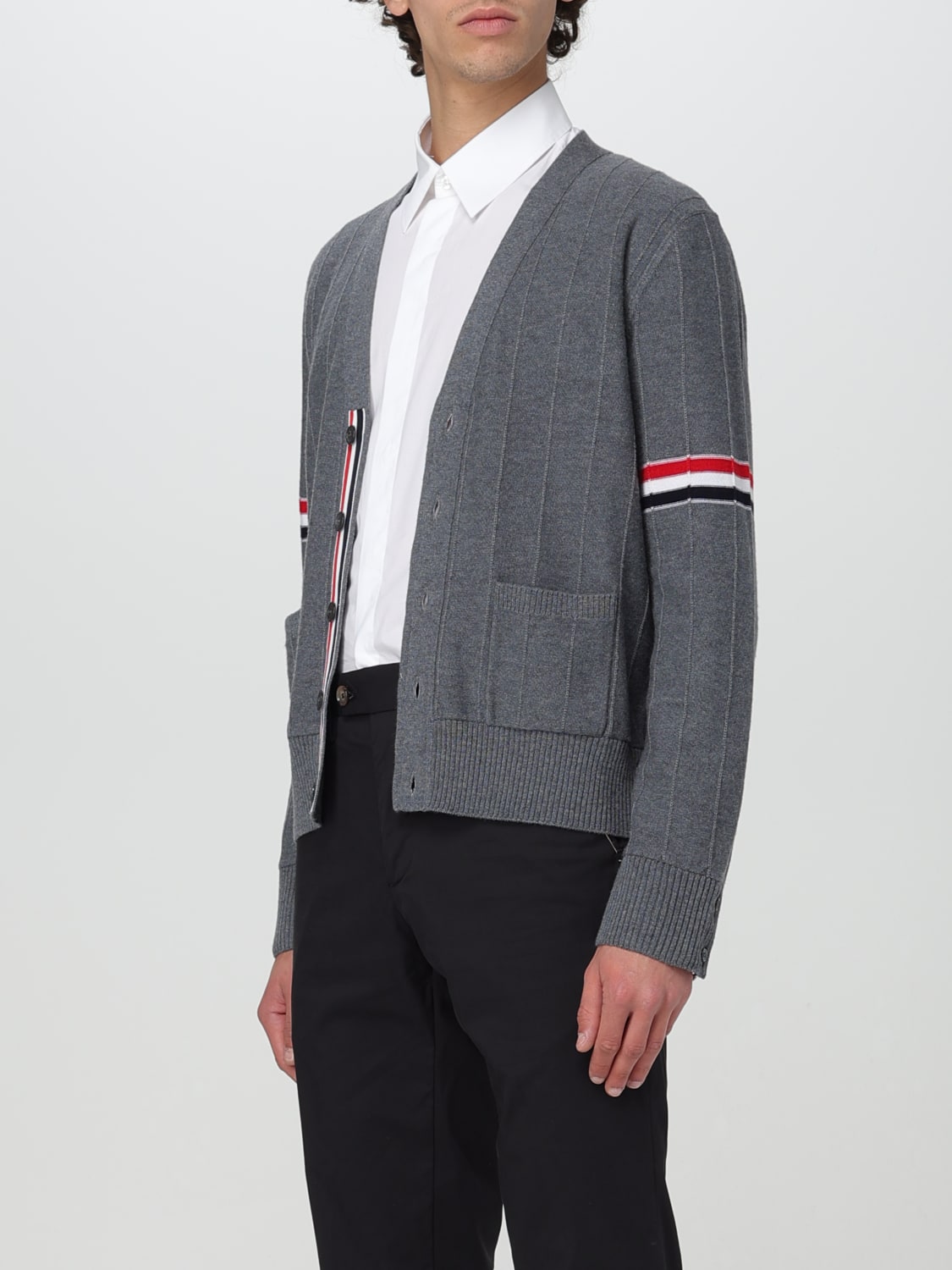 THOM BROWNE CARDIGAN: Pull homme Thom Browne, Gris - Img 4