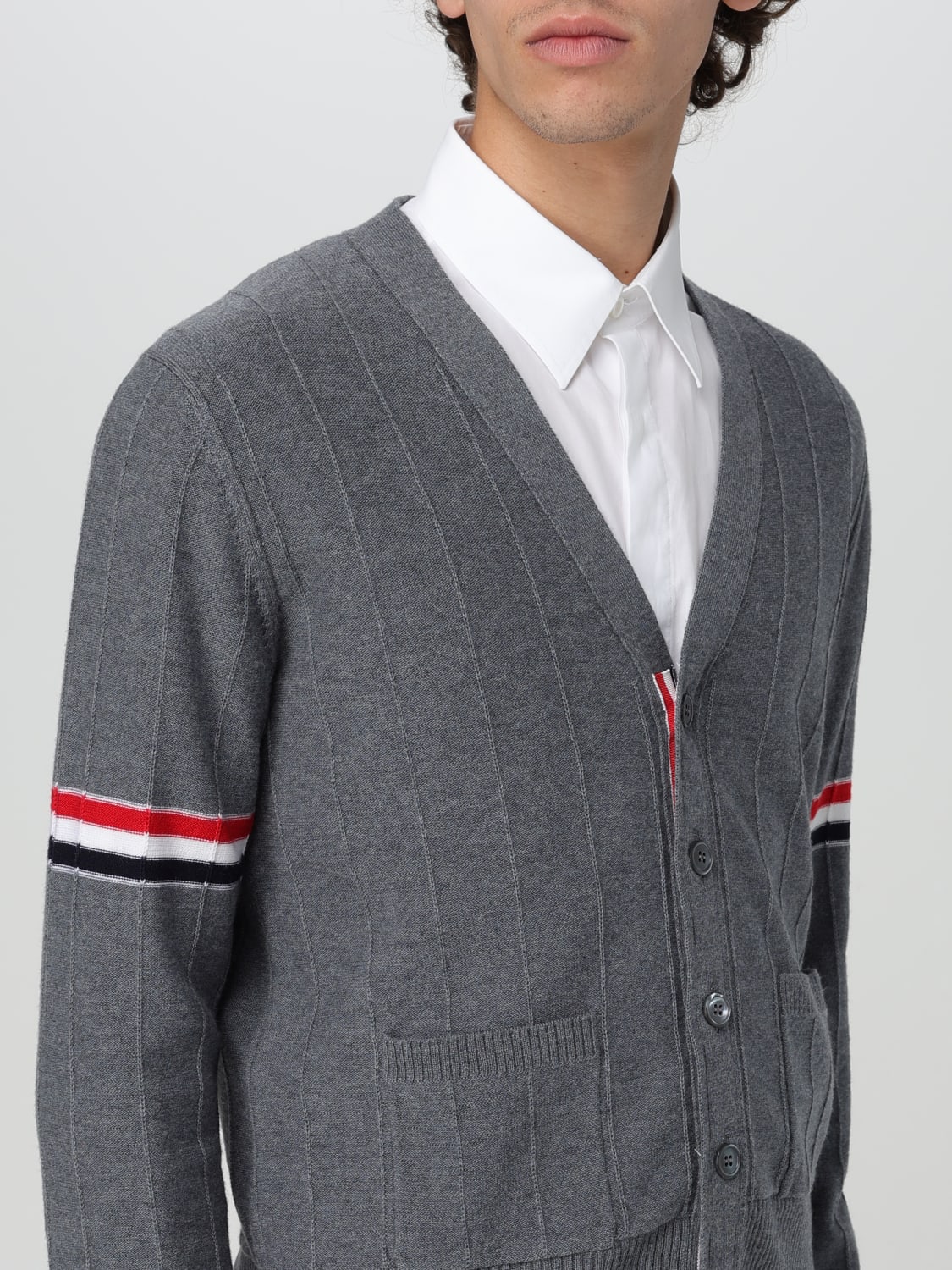 THOM BROWNE CARDIGAN: Pull homme Thom Browne, Gris - Img 5