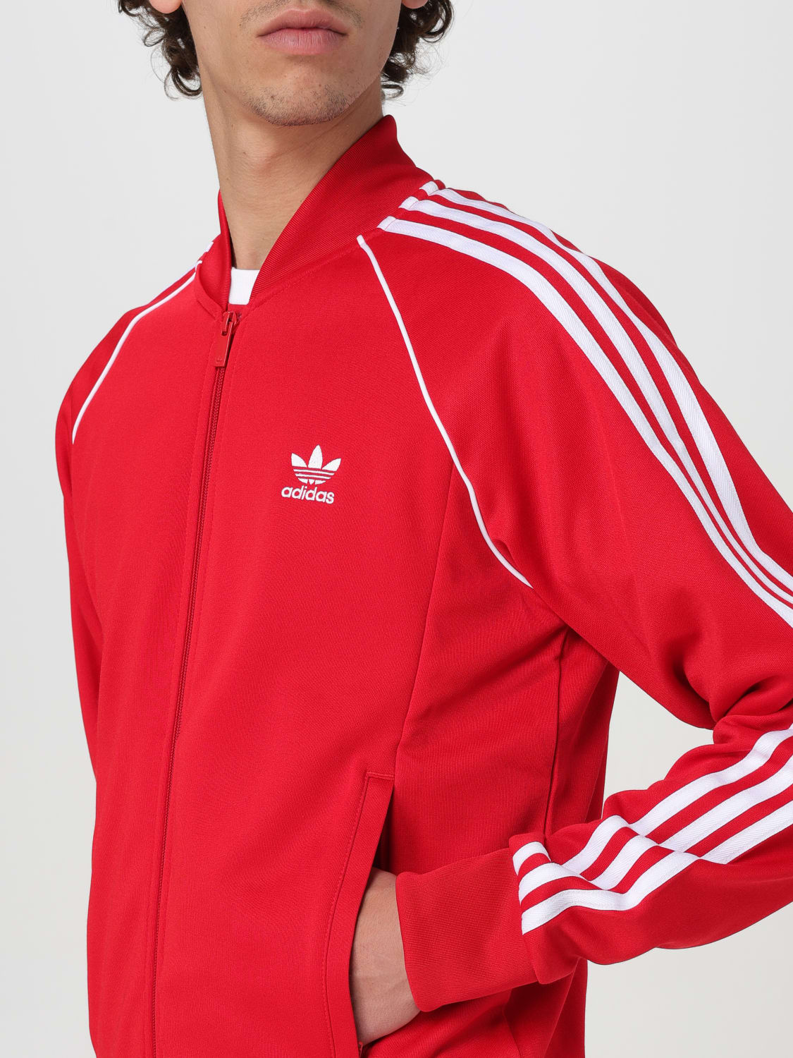 ADIDAS ORIGINALS Felpa in tessuto con zip Rosso Felpa Adidas Originals IL2494 online su GIGLIO.COM
