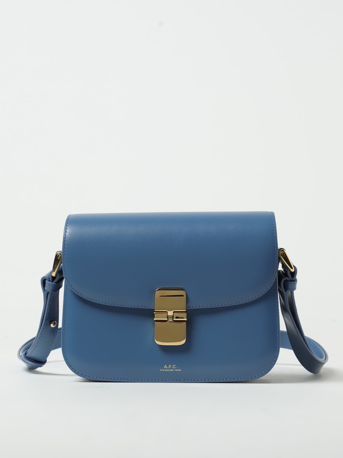 A.P.C. BORSA MINI: Borsa Grace A.P.C. in pelle, Azzurro - Img 1