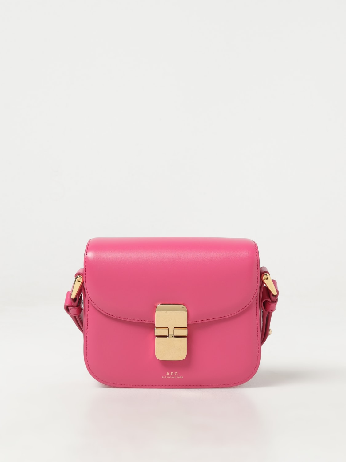 A.P.C. MINI BAG: A.P.C. Grace bag in leather with logo, Fuchsia - Img 1