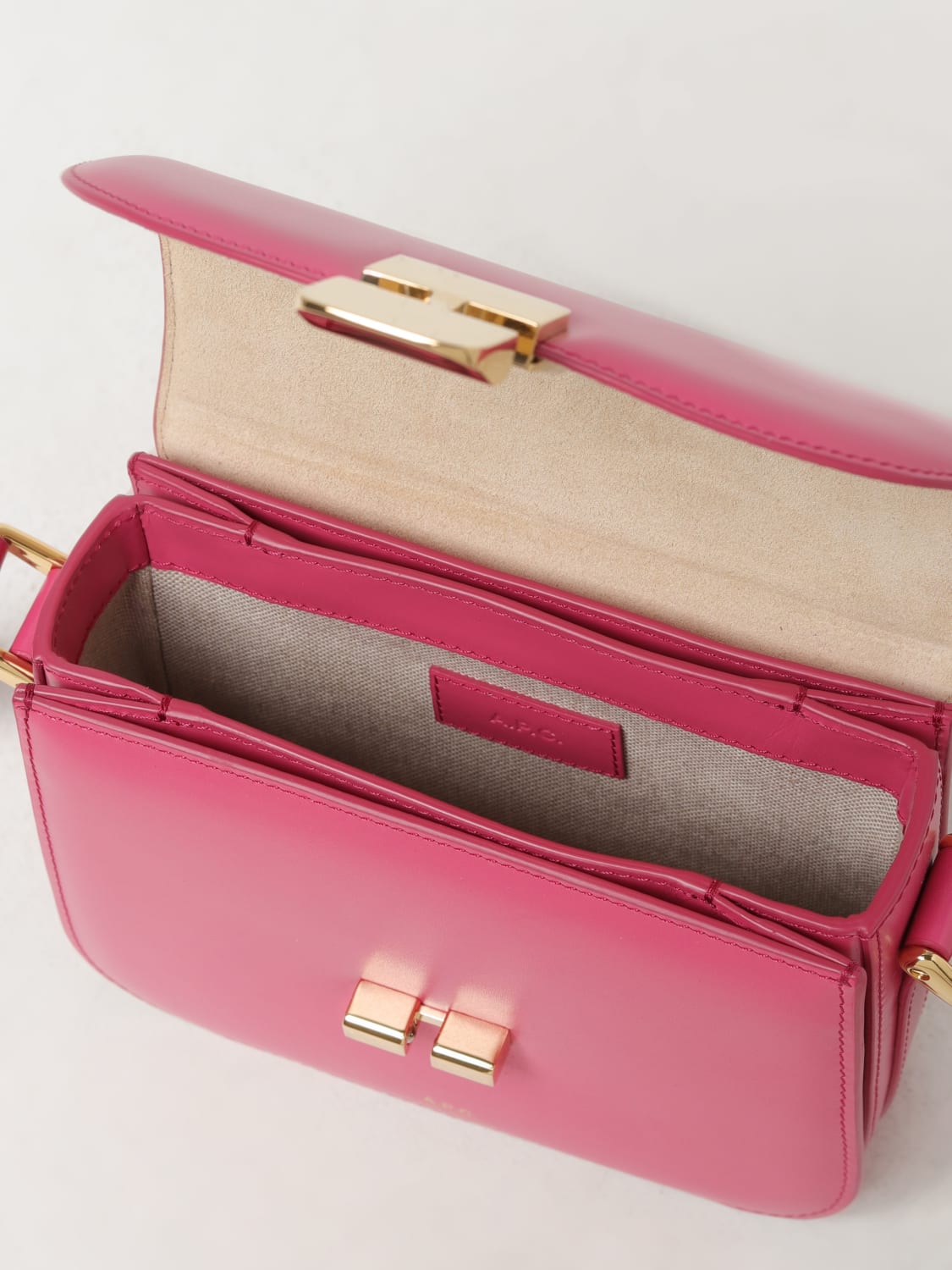 A.P.C. MINI BAG: A.P.C. Grace bag in leather with logo, Fuchsia - Img 4