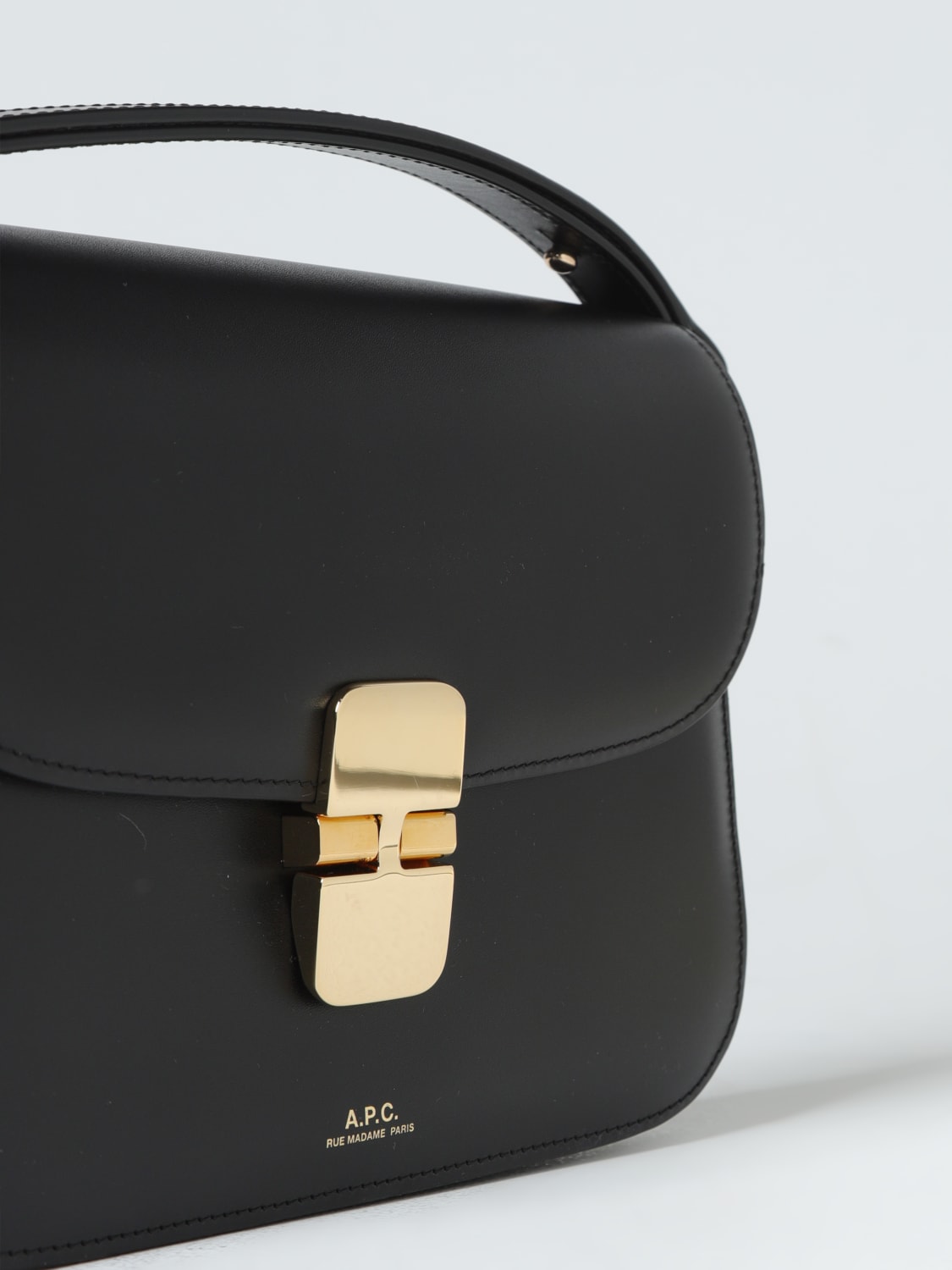 A.P.C. MINI BAG: A.P.C. Grace bag in leather with shoulder strap, Black - Img 4