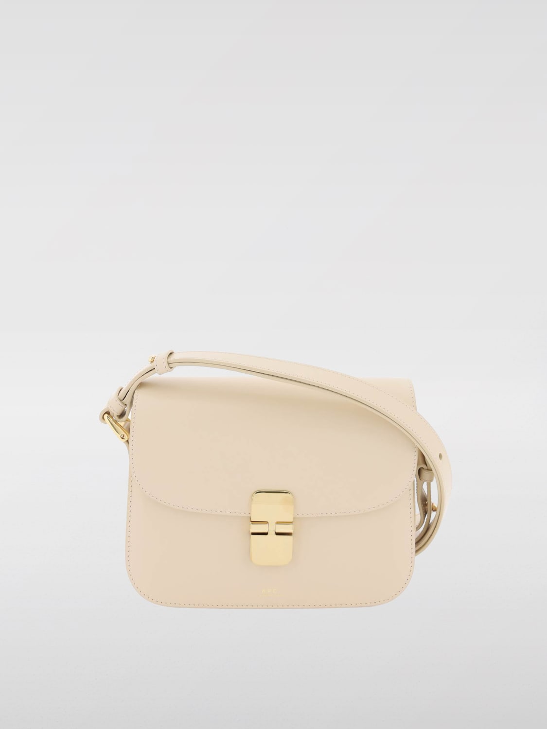 A.P.C. MINI BAG: A.P.C. Grace bag in leather with shoulder strap, Beige - Img 1