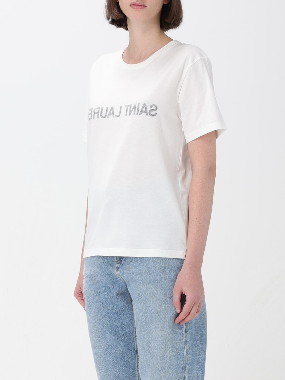 SAINT LAURENT T-SHIRT: T-shirt femme Saint Laurent, Blanc - Img 3