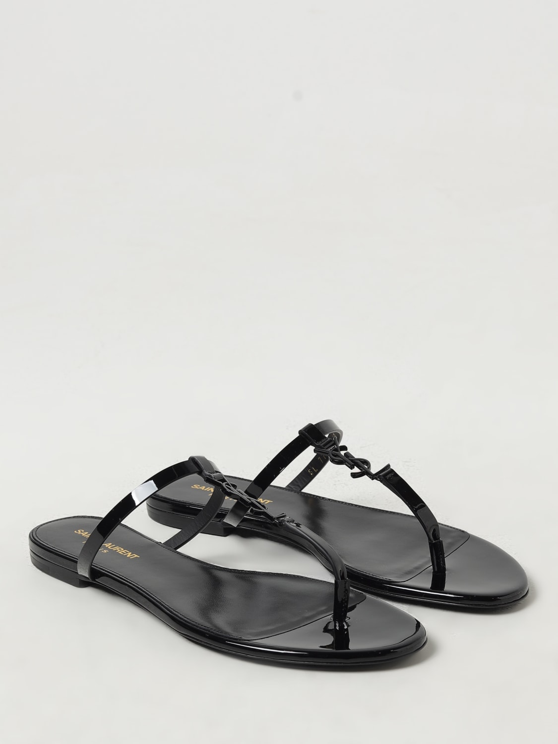 SAINT LAURENT SANDALES PLATES: Chaussures femme Saint Laurent, Noir - Img 2