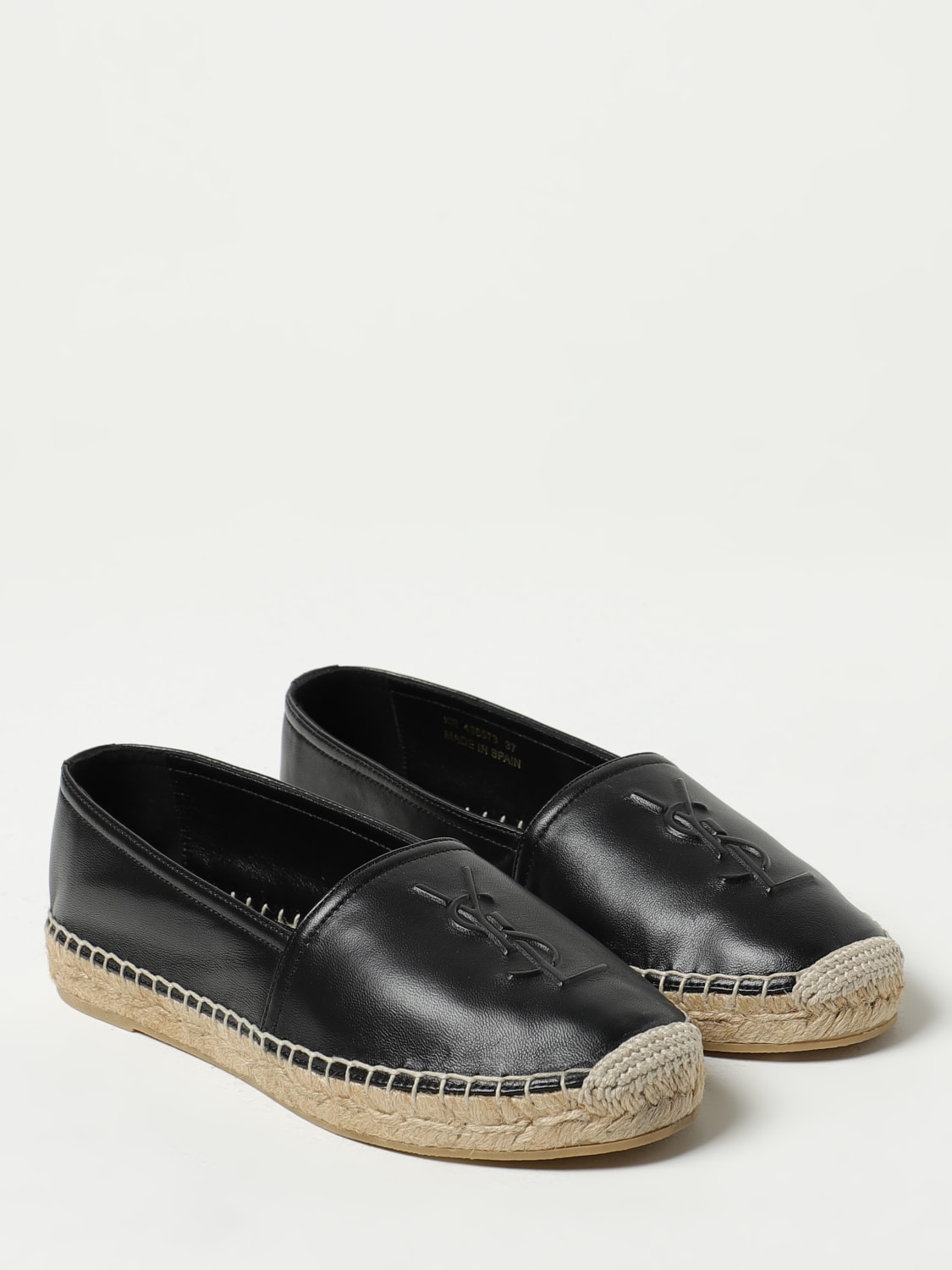 SAINT LAURENT: leather espadrilles - Black | Saint Laurent espadrilles  458573AAALP online at GIGLIO.COM