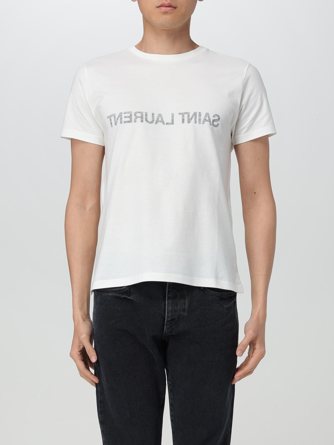 SAINT LAURENT T-SHIRT: T-shirt Saint Laurent con logo, Bianco - Img 1