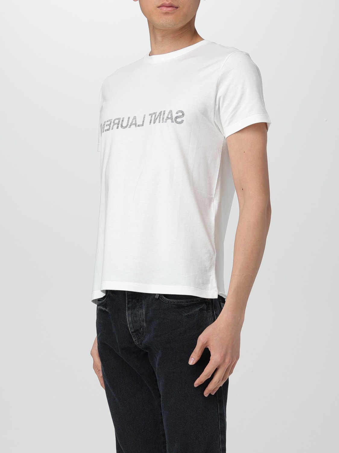 SAINT LAURENT T-SHIRT: T-shirt homme Saint Laurent, Blanc - Img 4