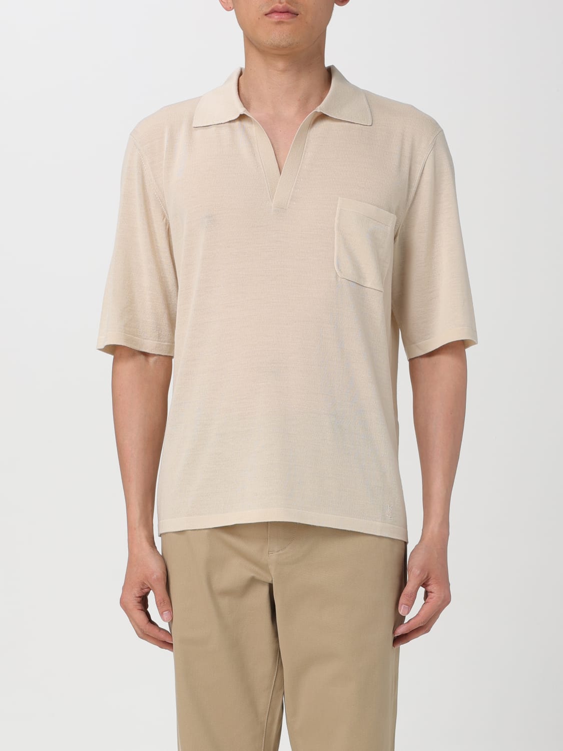 SAINT LAURENT POLO SHIRT: Sweater men Saint Laurent, Yellow Cream - Img 1