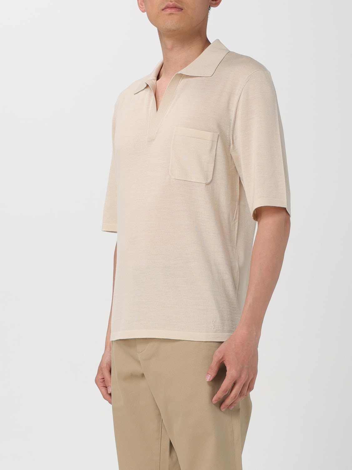 SAINT LAURENT POLO SHIRT: Sweater men Saint Laurent, Yellow Cream - Img 4