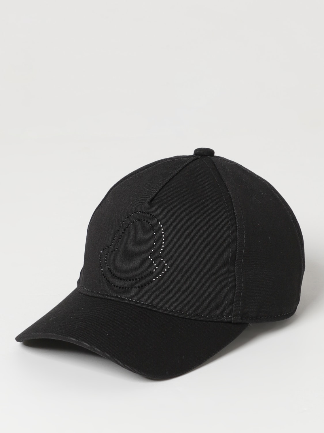 MONCLER CAPPELLO BIMBA: Cappello Moncler in cotone con logo traforato, Nero - Img 1