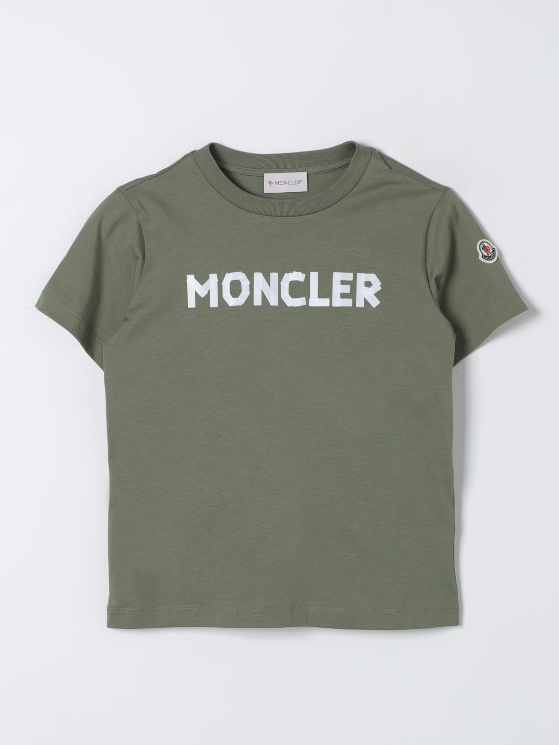 MONCLER T-SHIRT: T-shirt enfant Moncler, Vert Militaire - Img 1