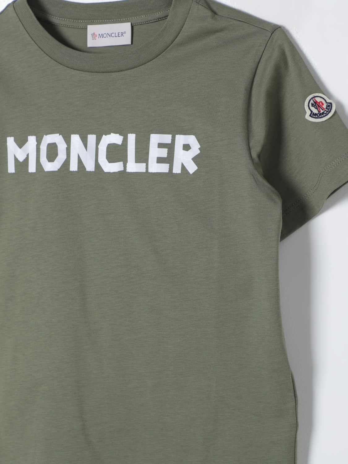 MONCLER T-SHIRT: T-shirt enfant Moncler, Vert Militaire - Img 3