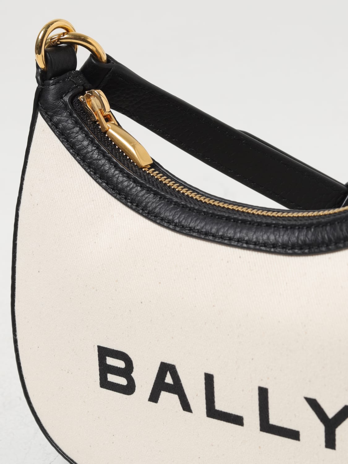 BALLY BORSA MINI: Borsa Bally in canvas e pelle con tracolla, Naturale - Img 3