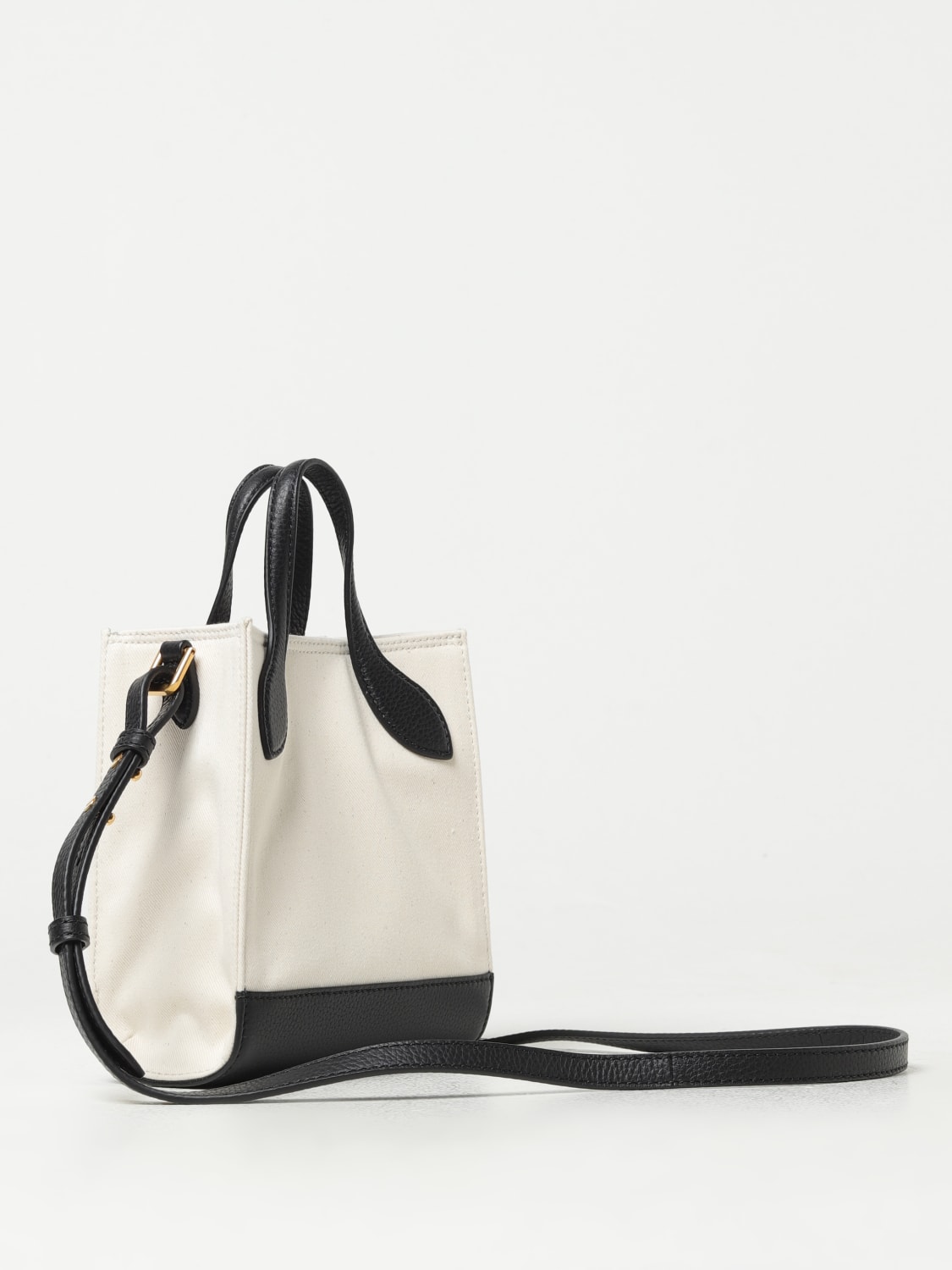 BALLY BORSA MINI: Borsa Bally in cotone e pelle a grana , Naturale - Img 2