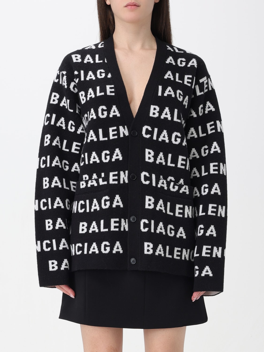 Balenciaga Outlet Pull femme Noir Cardigan Balenciaga 766414T1673 en ligne sur GIGLIO.COM