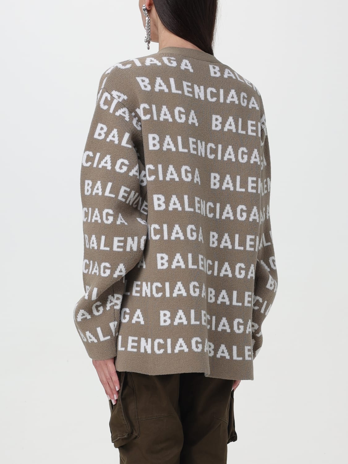 BALENCIAGA: Sweater woman - Beige | Balenciaga cardigan