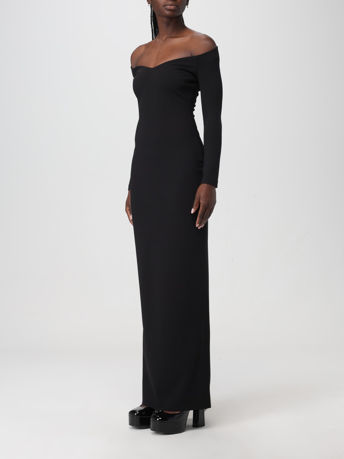 Solace London Outlet: Tara long dress - Black | Solace