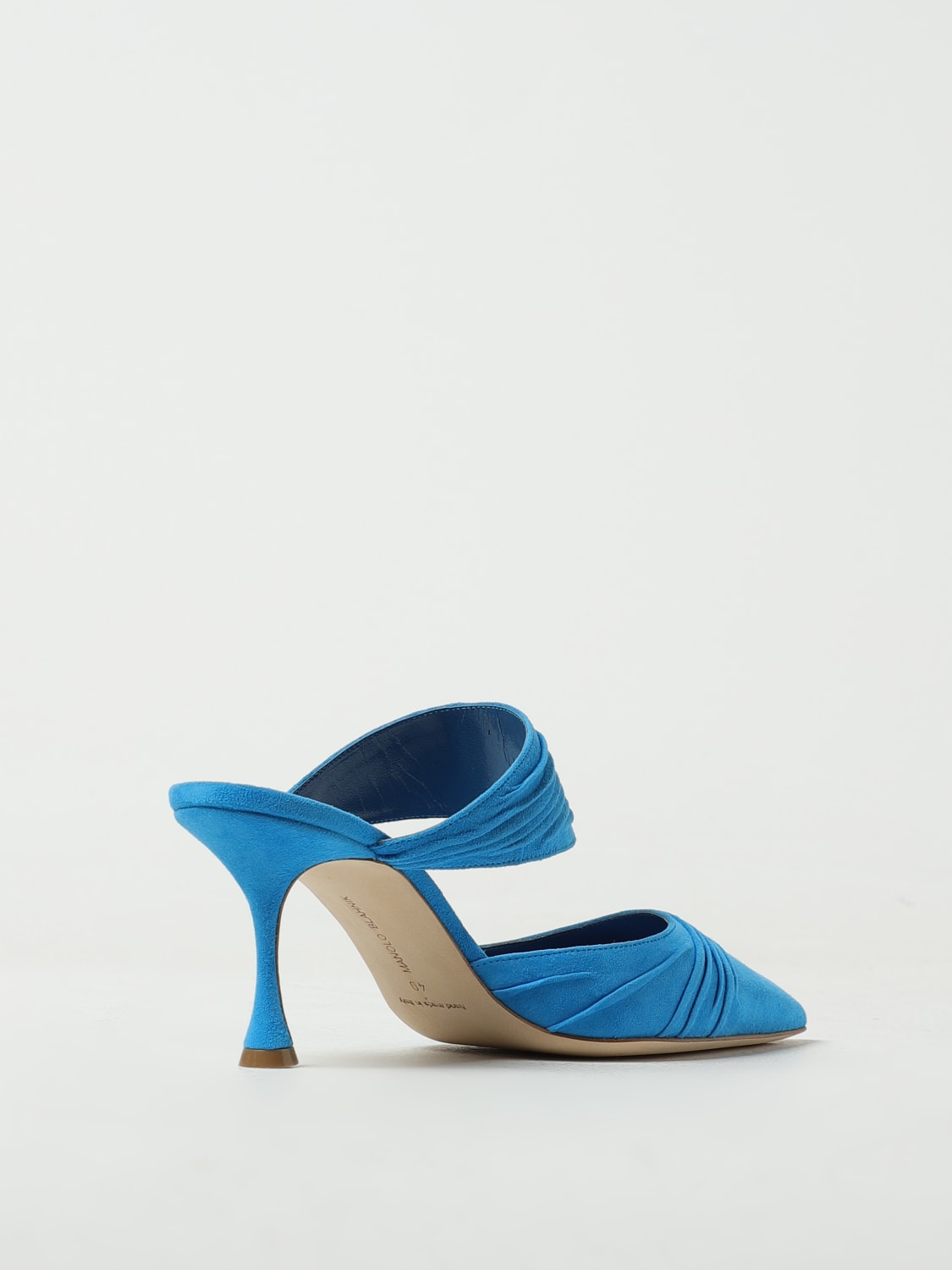 MANOLO BLAHNIK HIGH HEEL SHOES: Manolo Blahnik mules in suede, Gnawed Blue - Img 3