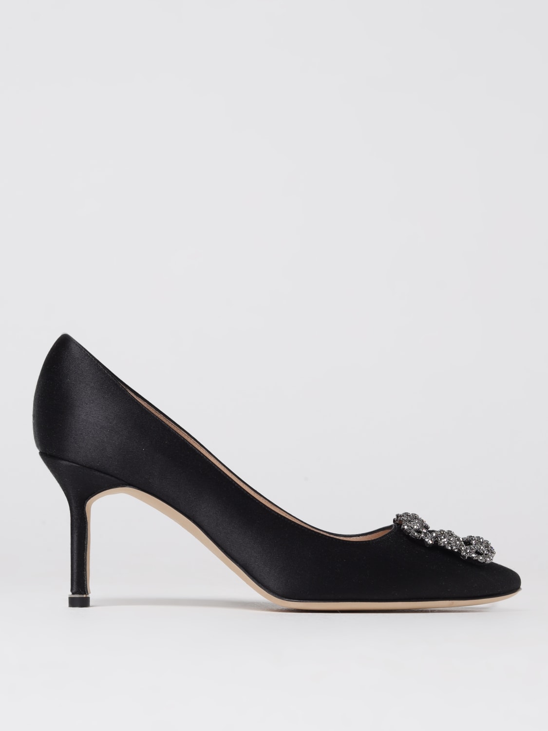 MANOLO BLAHNIK: Hangisi pumps in satin - Black | Manolo Blahnik pumps ...