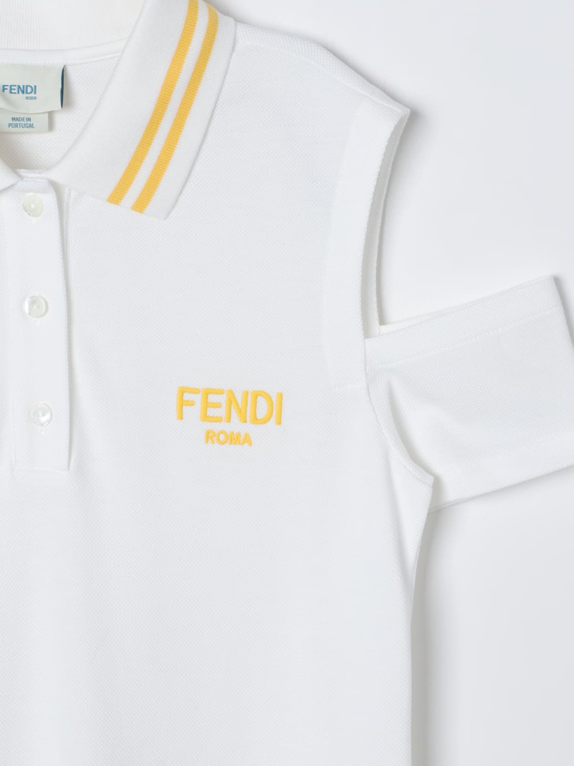 FENDI ABITO: Abito a polo Fendi Kids in cotone, Bianco - Img 3