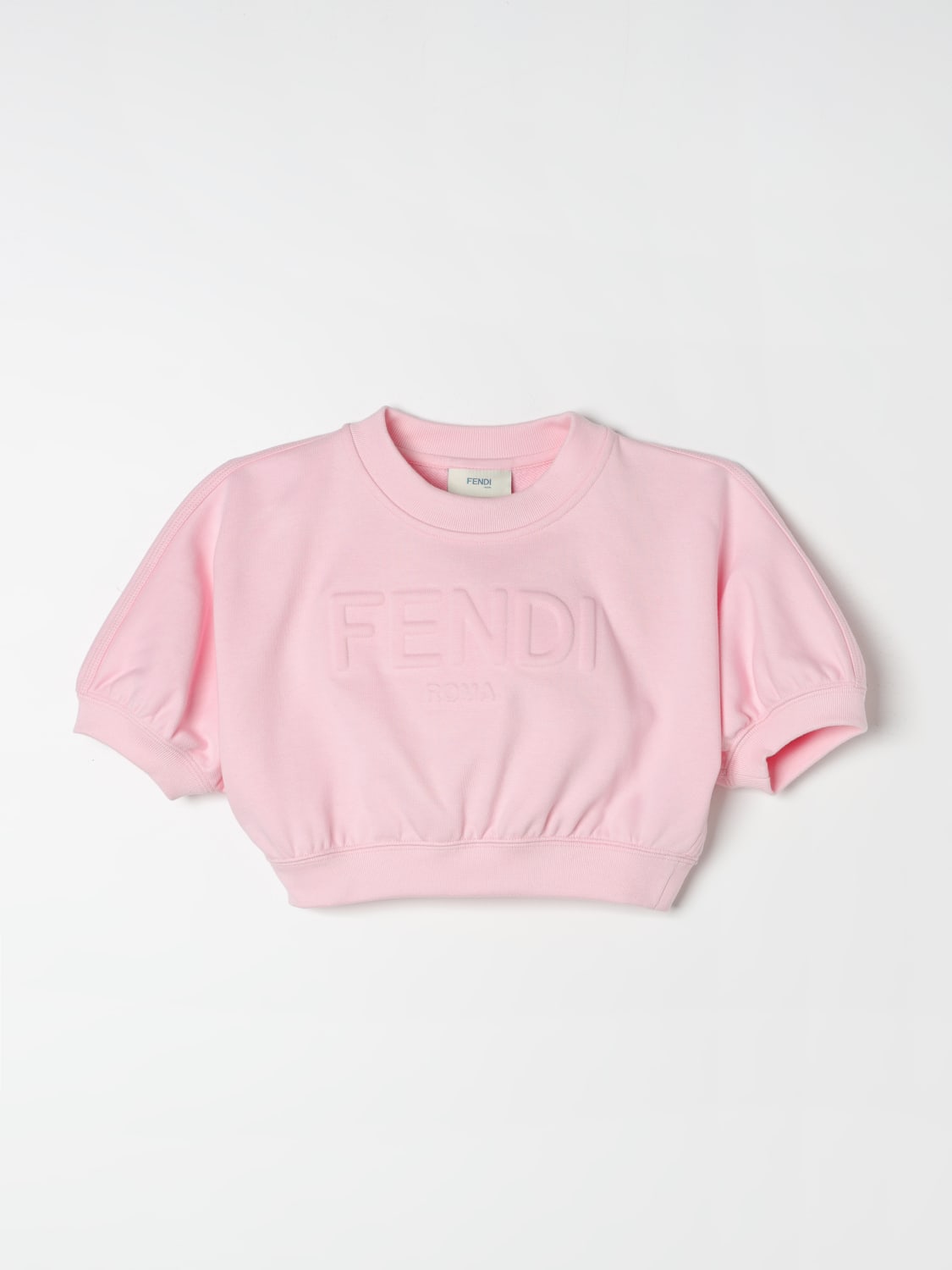 FENDI MAGLIA: Felpa Fendi Kids in jersey con logo, Confetto - Img 1