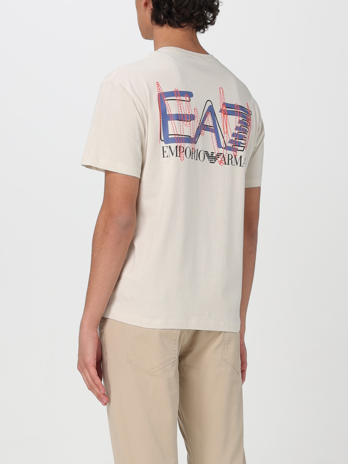 EA7 T-SHIRT: T-shirt EA7 in jersey con logo, Beige - Img 2