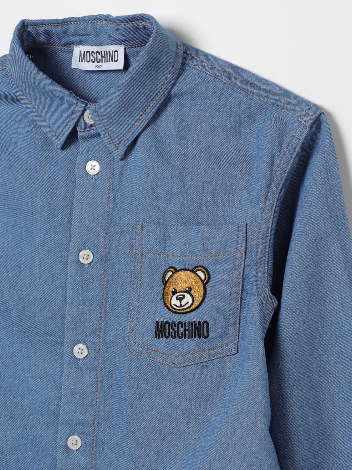 MOSCHINO 셔츠: 셔츠 남아 Moschino Kid, 스톤 워시 - Img 3