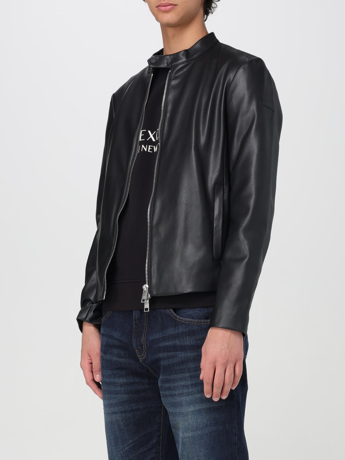 Armani exchange leather jacket mens best sale