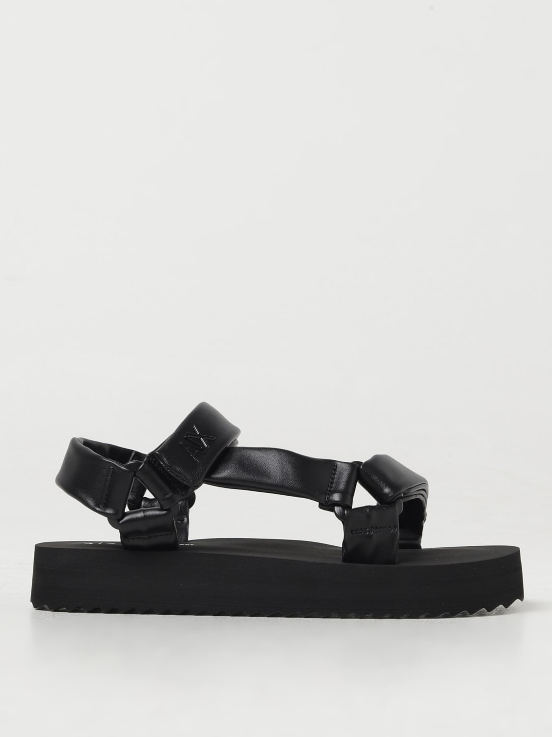 Armani Exchange Outlet Shoes woman Black Armani Exchange flat sandals XDP044XV841 online at GIGLIO.COM