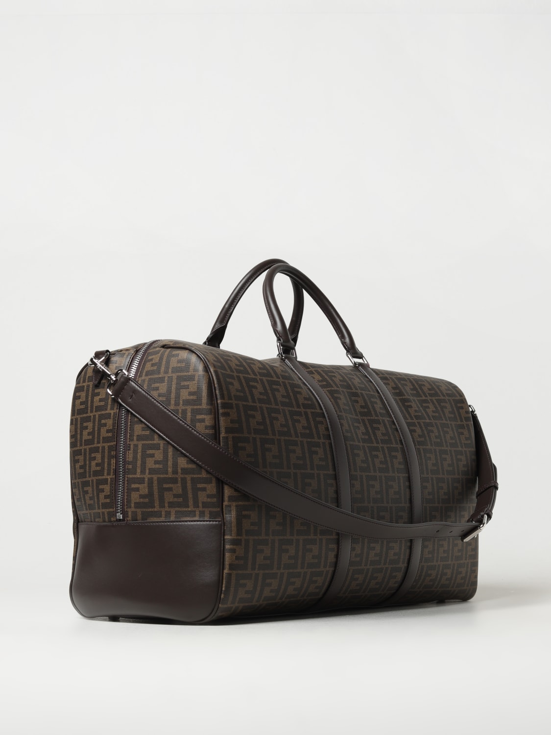 FENDI TRAVEL BAG: Fendi Duffle bag in coated cotton with FF monogram all-over, Tobacco - Img 2
