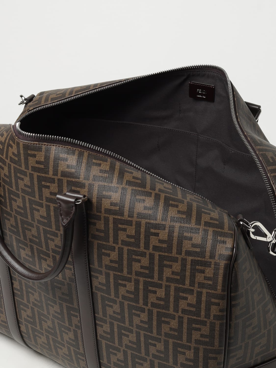 FENDI TRAVEL BAG: Fendi Duffle bag in coated cotton with FF monogram all-over, Tobacco - Img 4