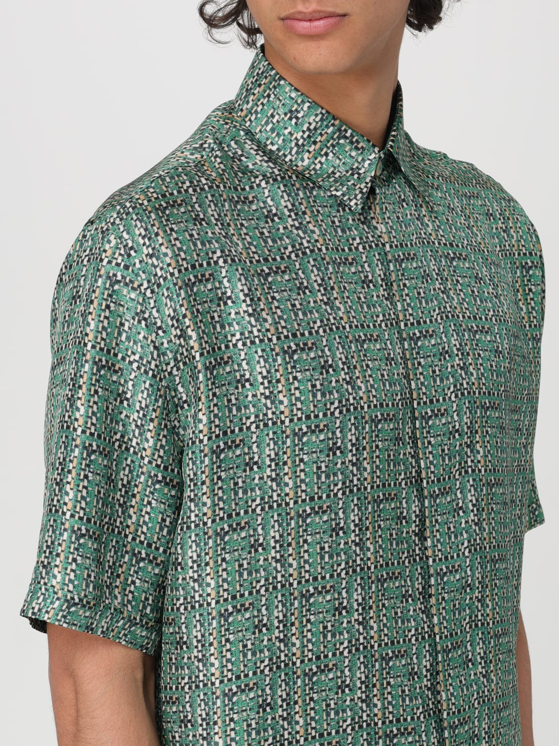 FENDI: Shirt men - Green | Fendi shirt FS0795AR6F online at GIGLIO.COM