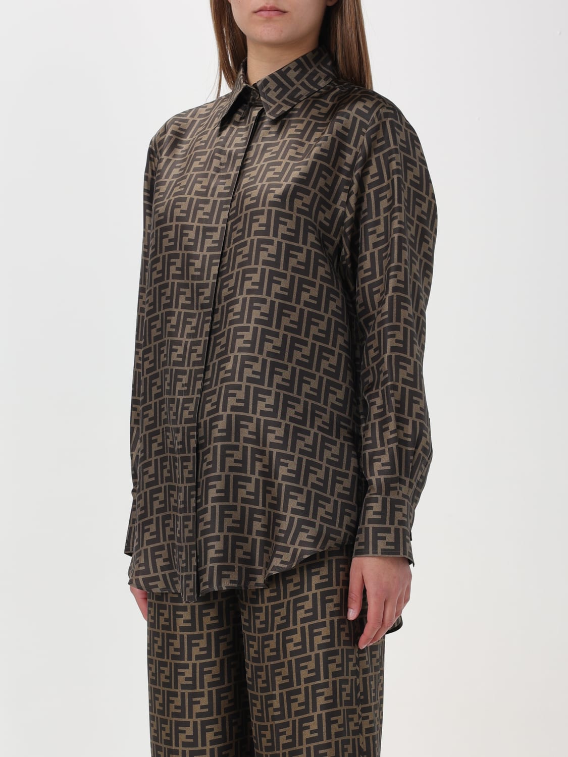 FENDI HEMDBLUSE: Hemdbluse damen Fendi, Tabak - Img 4