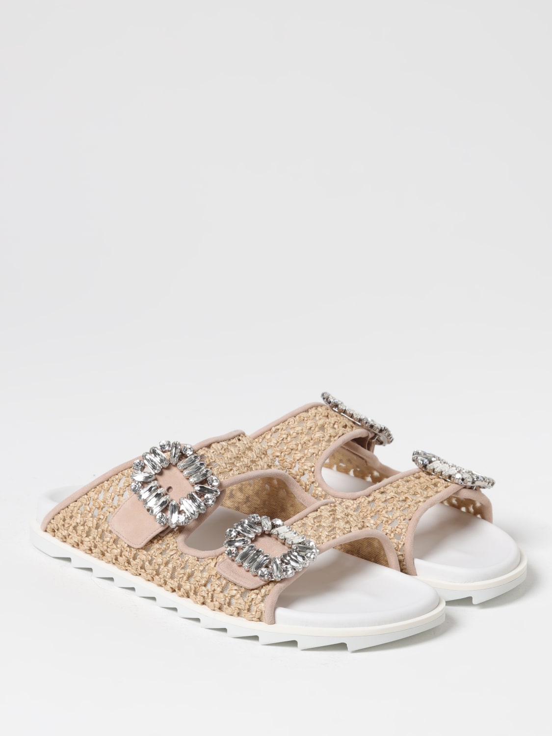 ROGER VIVIER SANDALI BASSI: Sandalo Viv' Strass Roger Vivier in rafia, Naturale - Img 2