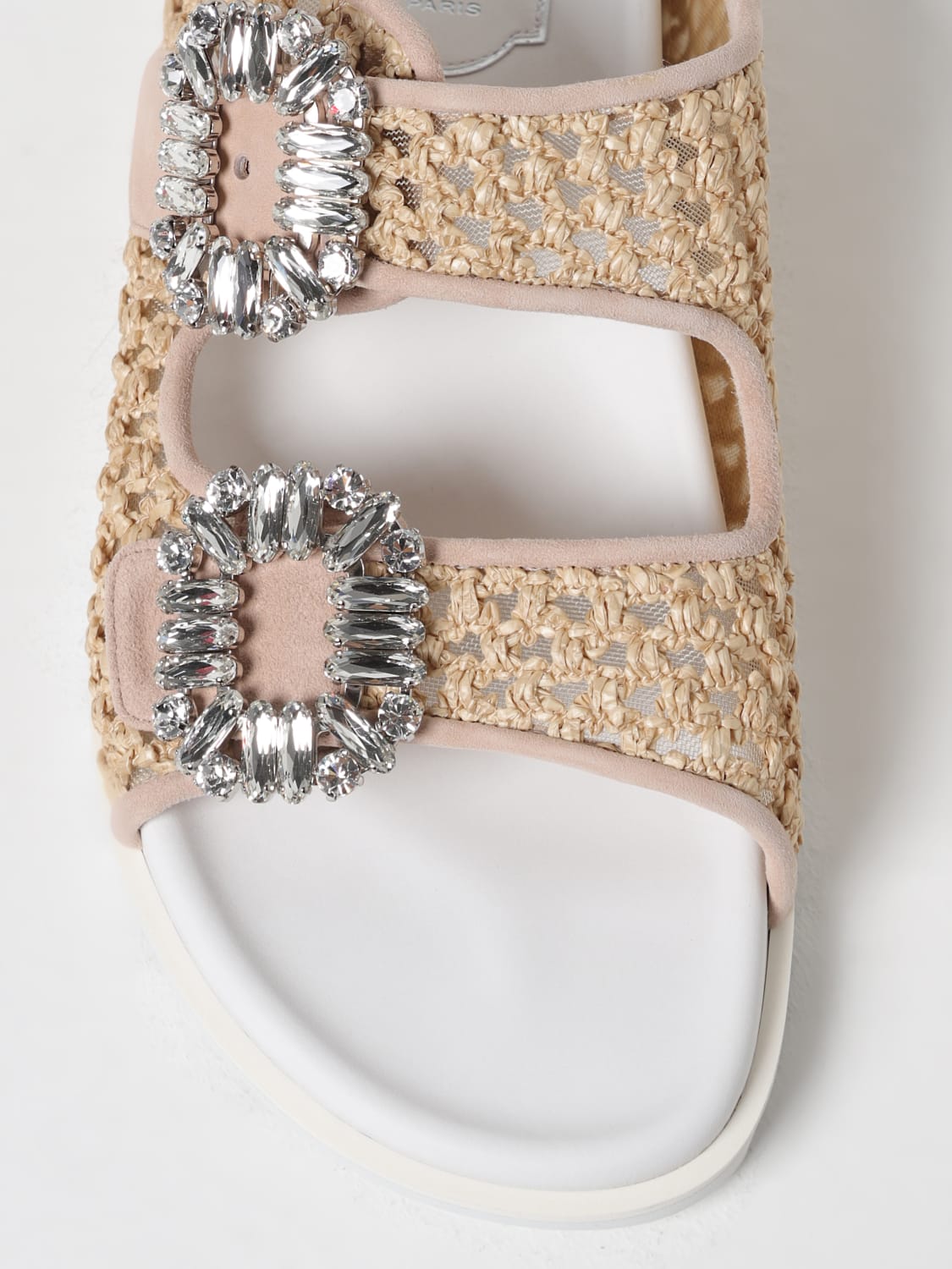 ROGER VIVIER SANDALI BASSI: Sandalo Viv' Strass Roger Vivier in rafia, Naturale - Img 4