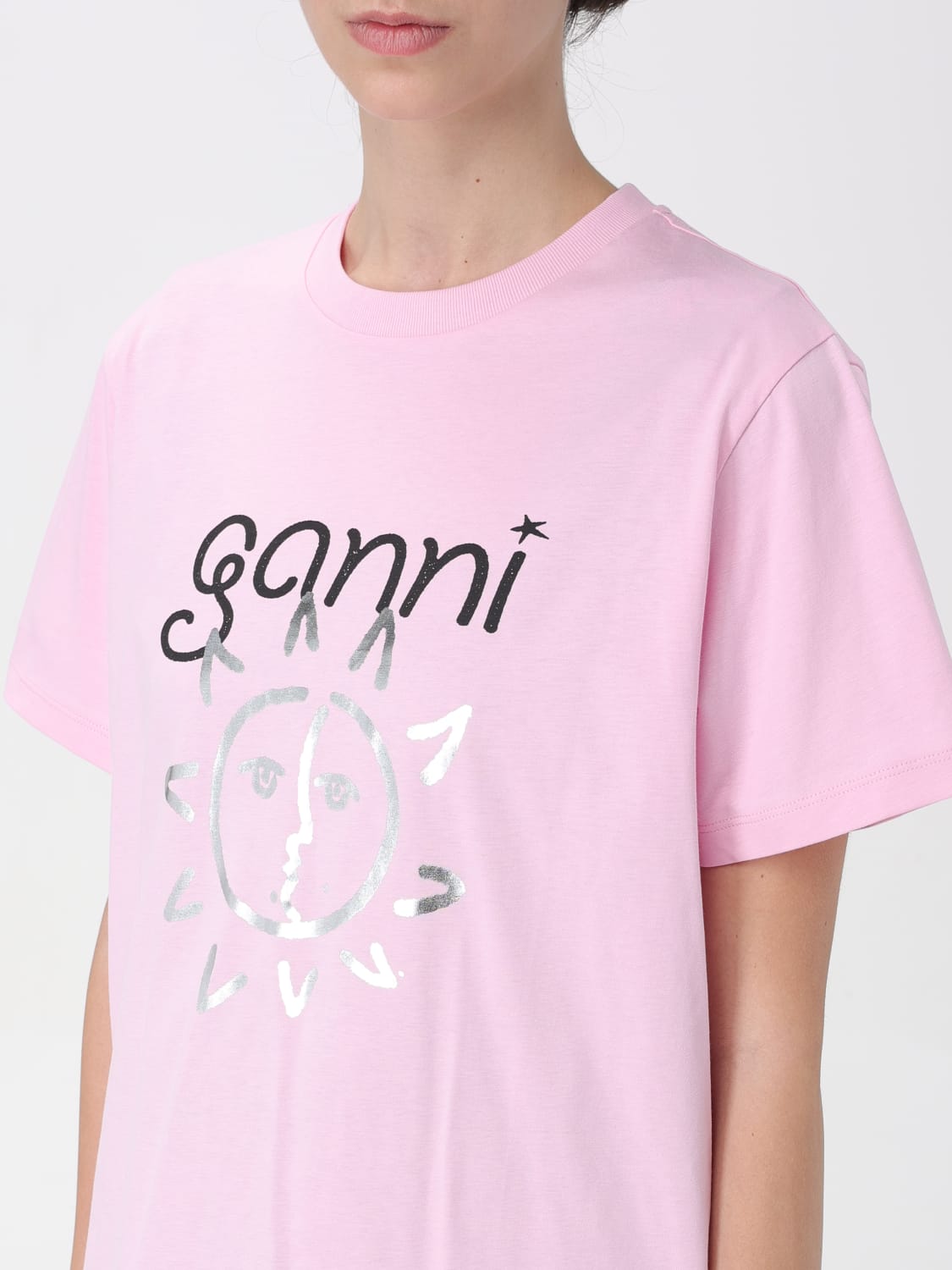 Ganni Outlet: T-shirt woman - Lilac | Ganni t-shirt T3771 online at ...