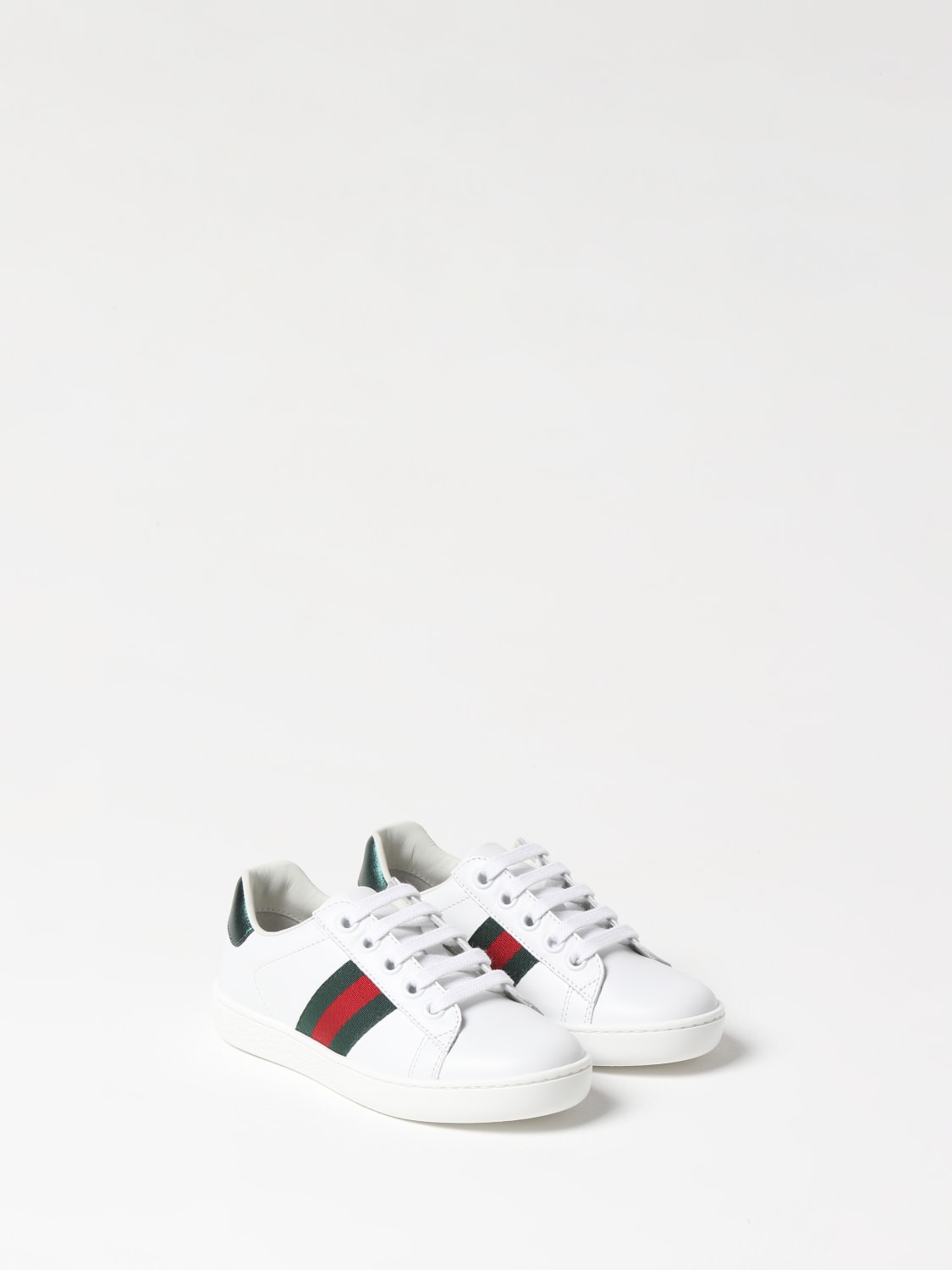 GUCCI Sneakers in pelle con dettaglio Web Bianco Scarpe Gucci 433148CPWE0 online su GIGLIO.COM