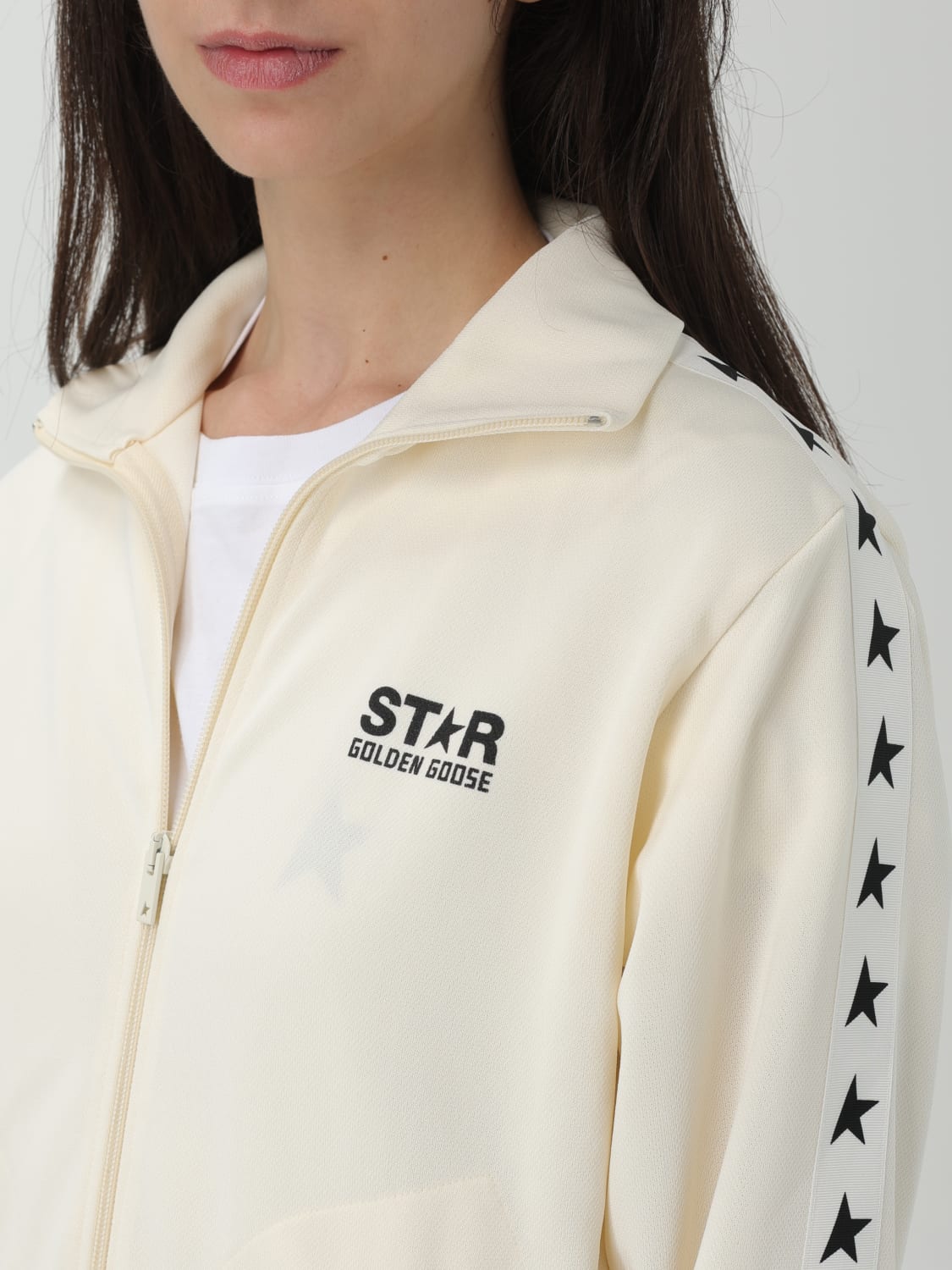 GOLDEN GOOSE FELPA: Felpa con zip Golden Goose, Avorio - Img 5