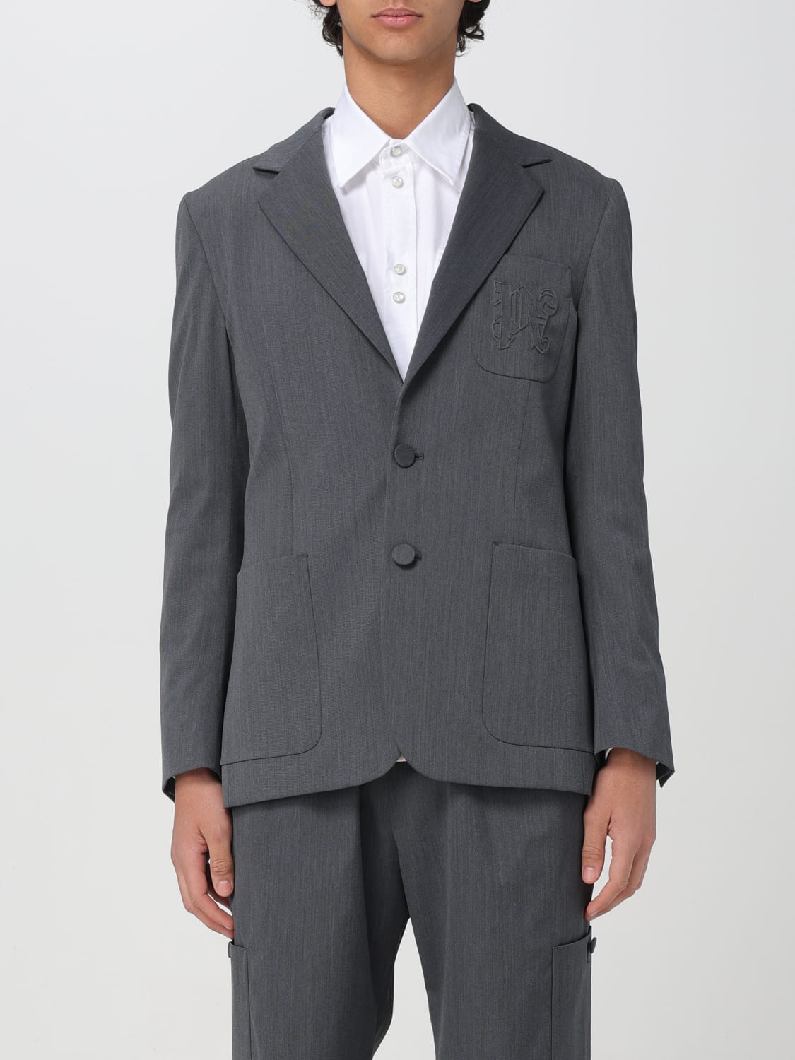 PALM ANGELS BLAZER: Blazer a monopetto Palm Angels, Grigio - Img 1